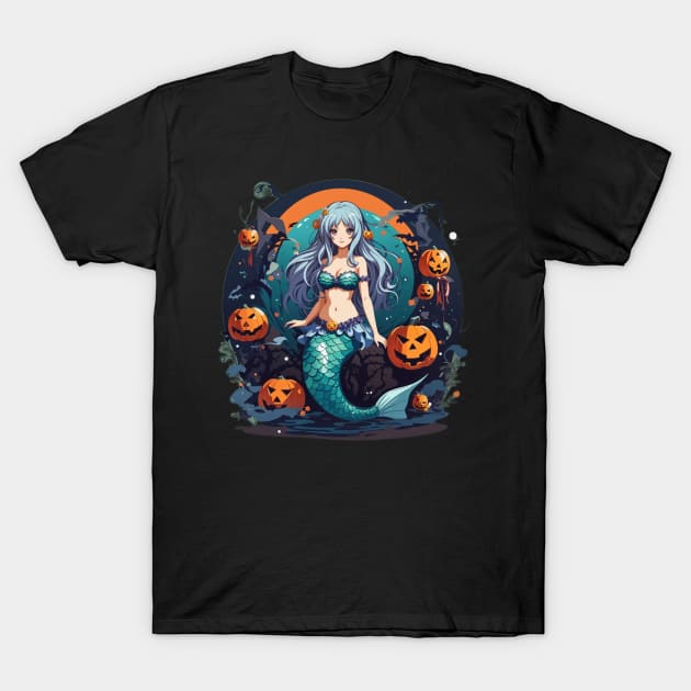 Orange Full Moon Mermaid T-Shirt by MGRCLimon